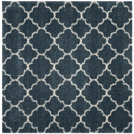 Safavieh 5 x 5 ft. Hudson Shag Power Loomed Square Area Rug; Slate Blue & Ivory SGH282L-5SQ